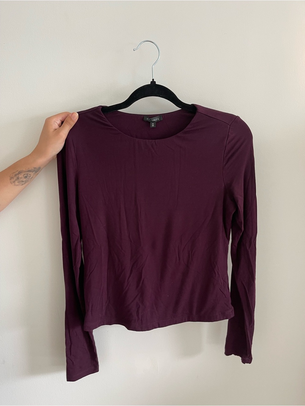 Dynamite Long-Sleeve Top in Deep Plum